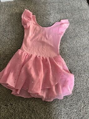 Girls' Pink Sequin Ballet One-Piece Dance Dress